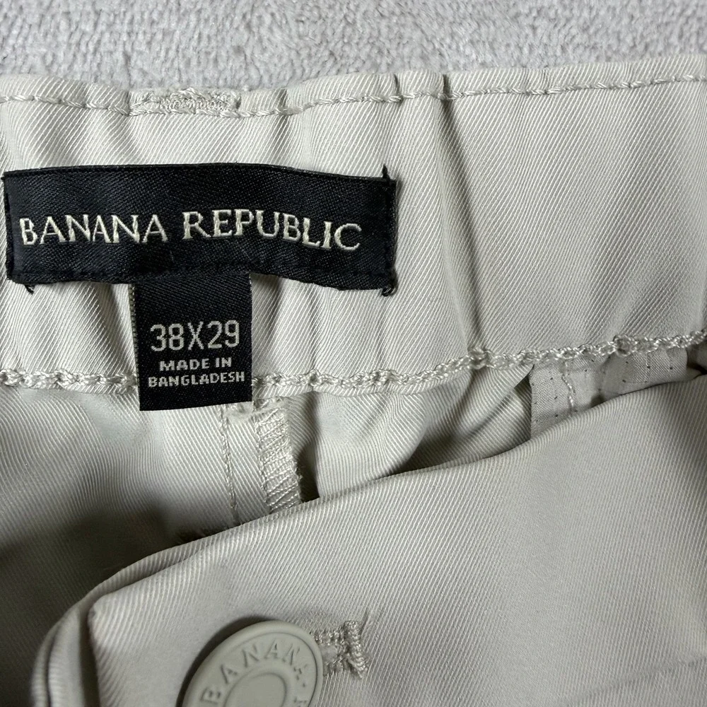 Banana Republic Mens Commuter Flex Pants Tan 38x29 Stretch Slim Fit Work